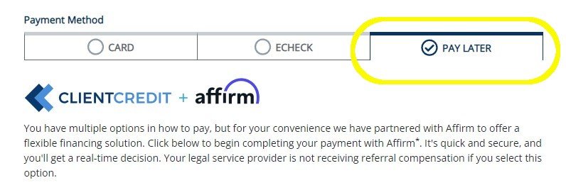 clientcredit affirm payment option